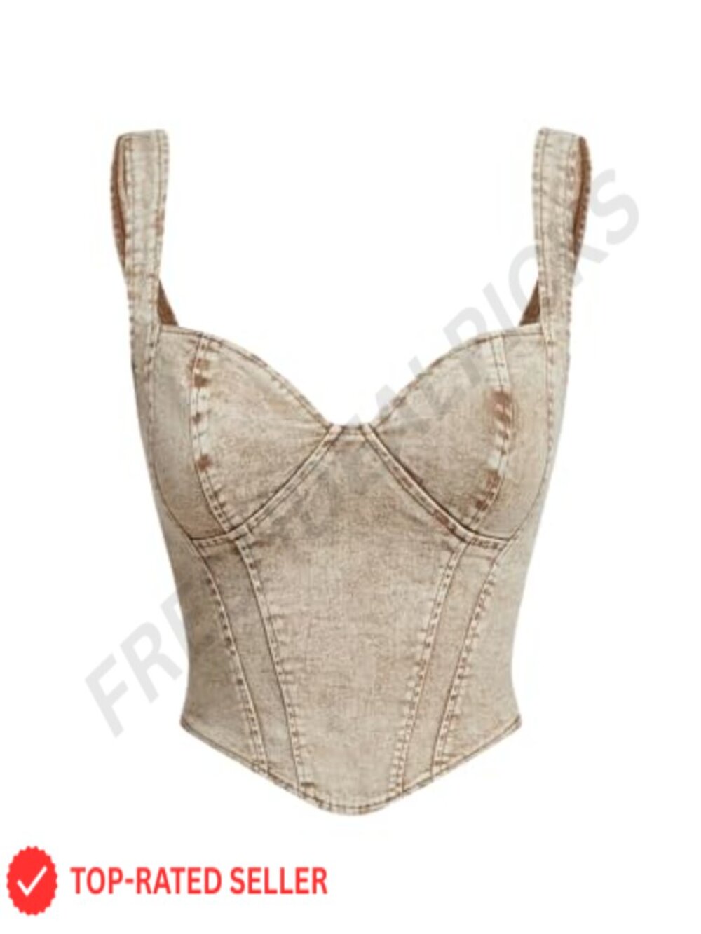 Denim Sleeveless Crop Top V Neck Asymmetrical Hem Fitted Jean Corset Bustier